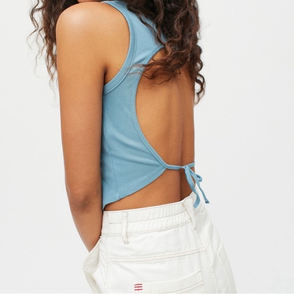 UO Renewal Butterfly Tie-Back Tank Top in Blue - Picture 2 of 7